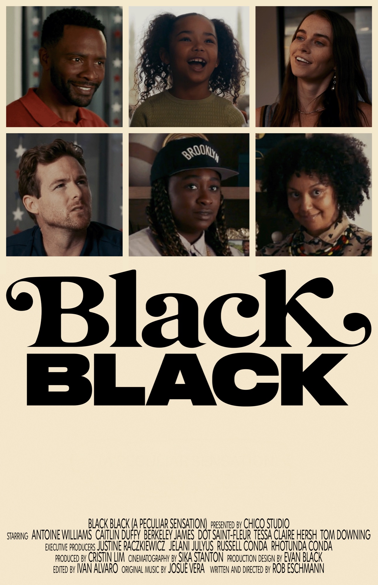 BLACK BLACK poster featuring the principal cast